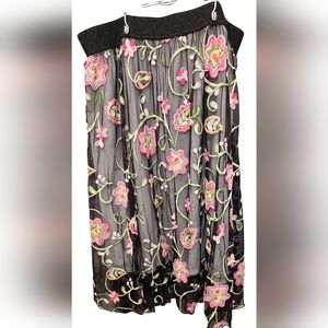 Floral Embroidered Black Skirt Lularoe